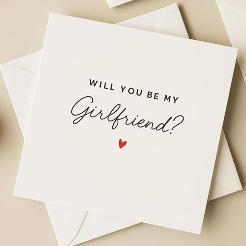 Will You Be My Girlfriend Card - Romantic Minimalist Proposal Note