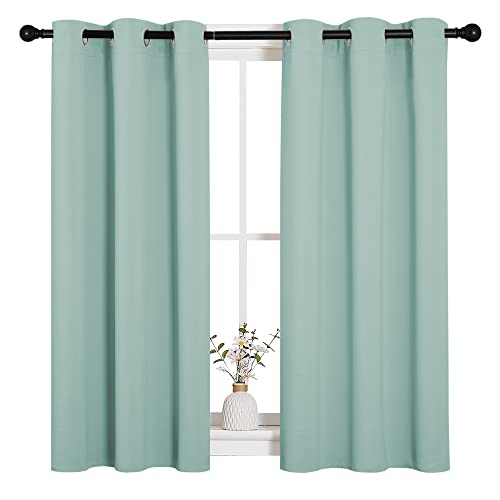 NICETOWN Aqua Blue Blackout Curtains - 34" x 45", 2 Panels