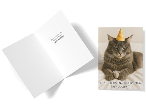 Funny Cat Birthday Card with Envelope - Hilarious 5x7 Card for Cat Lovers
