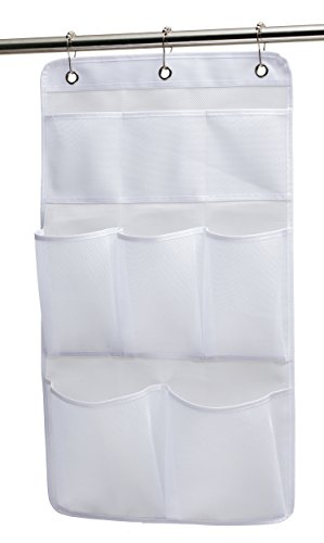 KIMBORA 8-Pocket Mesh Hanging Shower Caddy - White Bathroom Organizer
