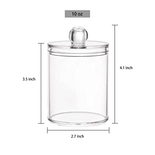 DAPOWER 2-Pack Clear Plastic Apothecary Jars for Cotton Swabs and Makeup