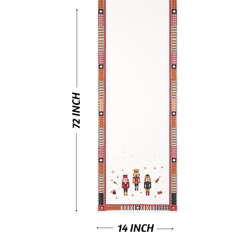 Christmas Table Runner 14x72 Inches - Nutcracker Magic Red & White
