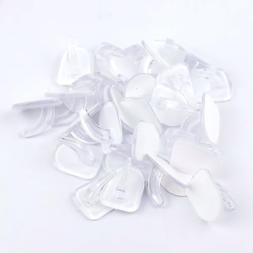 40 Clear Adhesive Wall Hooks - Reusable Transparent Hangers