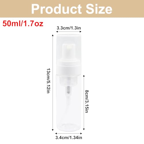 Auvotuis 1.7 oz Travel Foam Pump Bottle, 2 Pcs Leakproof Refillable Dispenser