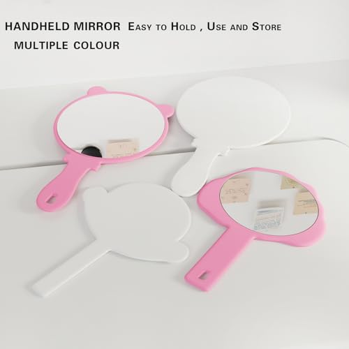 2 Pcs Handheld Makeup Mirrors Set with Handle Cute Cloud Square White