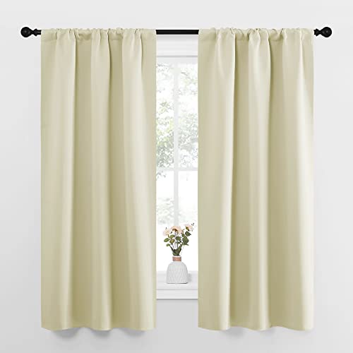 NICETOWN Beige Blackout Curtains for Kids Room, 34" x 63" (Set of 2)