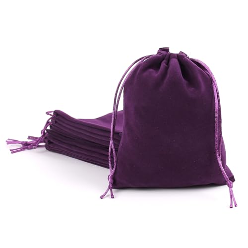 YIEMI Purple Velvet Drawstring Bags 2.7x3.5 Inch Gift Pouches 12pcs