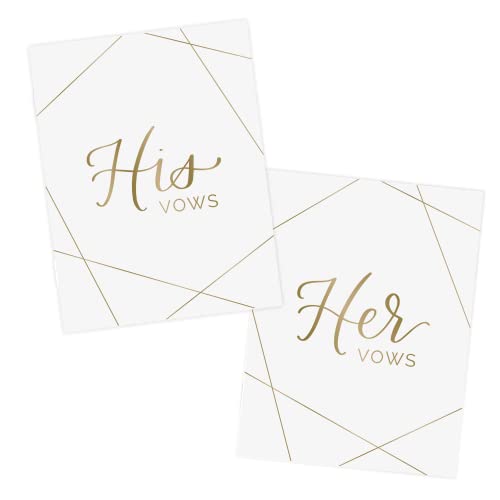 His & Hers Wedding Vow Books - Gold Geometric Keepsake Set