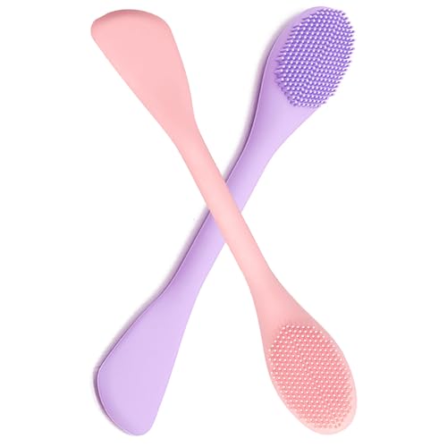 Silicone Face Scrubber and Mask Applicator Brush (Pink, Purple)
