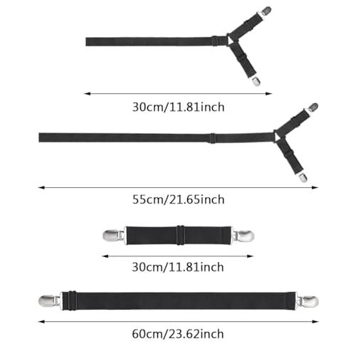 Adjustable Bed Sheet Fastener Kit with Non-Slip Clips - 6 Clips for All Mattress Sizes