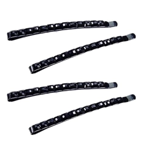 Black Rhinestone Bobby Pins Set of 4 Sparkly Crystal Hair Barrettes