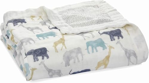 aden + anais Silky Soft Dream Blanket, 100% Viscose Bamboo Muslin Baby Blankets for Girls & Boys, Nursery Crib Blanket, Shower & Registry Gift, Culture Club - Animal Kingdom
