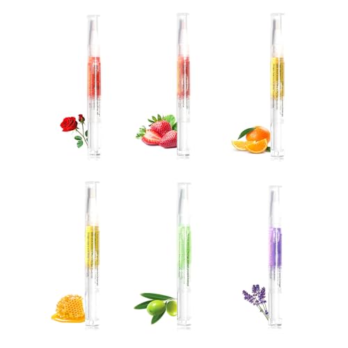 BEVINAS Nail Cuticle Oil Pen Set with Brush 6 Scent Plant Nutrient Care