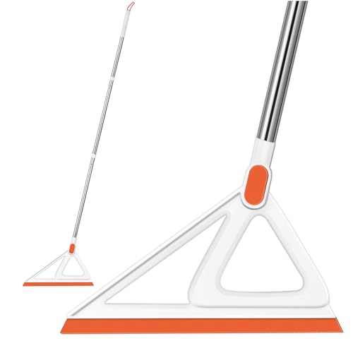 Nodirz Magic Silicone Squeegee Broom, 54-Inch Floor Sweeper - Orange