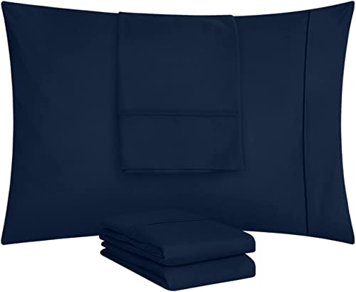 Utopia Bedding Queen Pillowcases, Soft Microfiber Envelope Closure, Navy (2 Set)