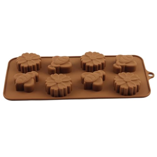 8 Cavity Bee Flower Silicone Chocolate Mold for Candy and Cake Decorating