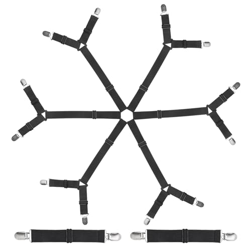 Adjustable Bed Sheet Fastener Kit with Non-Slip Clips - 6 Clips for All Mattress Sizes