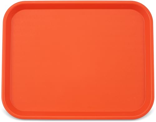 Cafeteria Tray with Patterned Surface - Lightweight Plastic, 17.87x14in, Orange