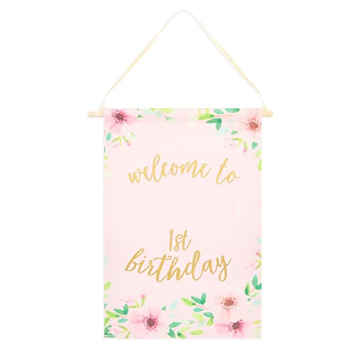 Sparkle and Bash Custom 1st Birthday Canvas Banner - Pink Photo Backdrop