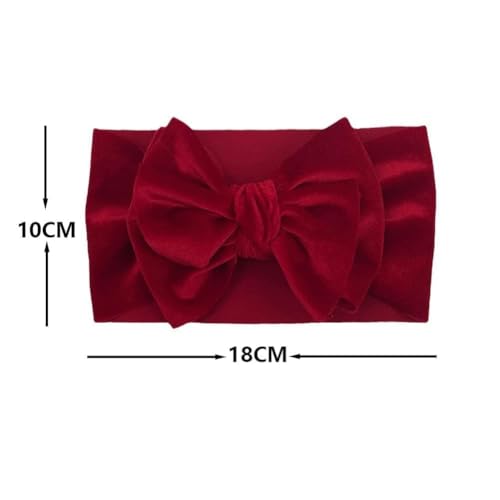Baby Girls Velvet Bow Headbands 2-Pack Stretchy Wide Turban Hair Accessories