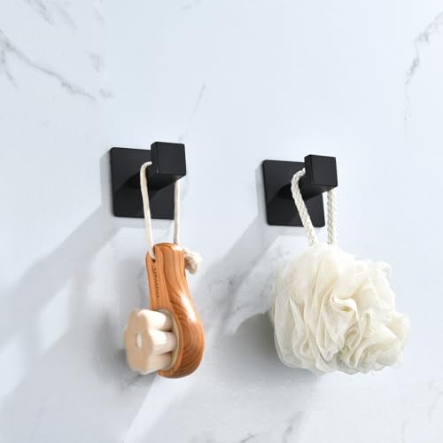 Heavy Duty Right Angle Adhesive Hooks - 2 Pack Matte Black
