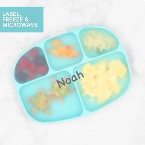 Bumkins Silicone Suction Plate for Toddlers - 5-Section Grip Dish in Blue