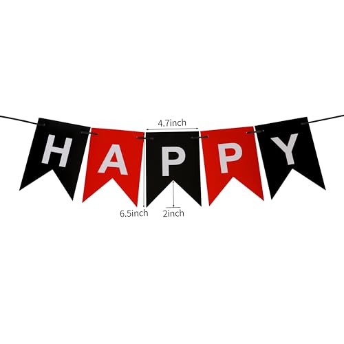 Happy Birthday Banner - 9ft Black & Red Party Decoration