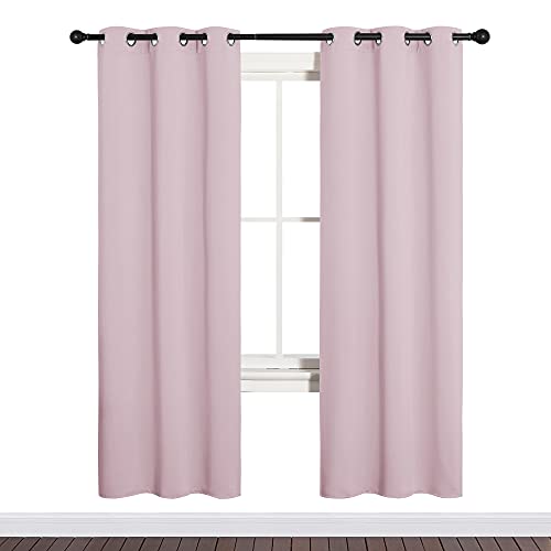 NICETOWN Baby Pink Blackout Curtains - 34" x 72" Grommet Panels (Set of 2)