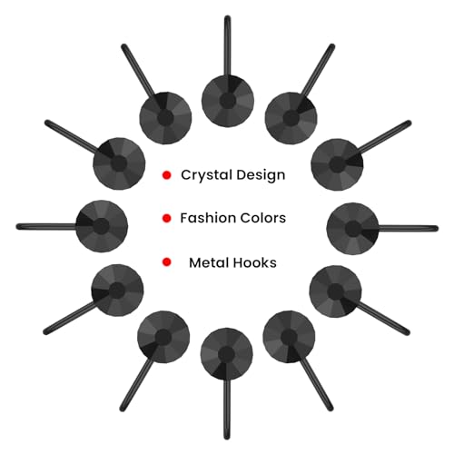 Diamond Crystal Shower Curtain Hooks Set - Rust-Proof, 12 Pcs