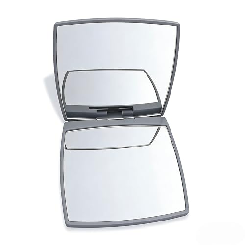 Cyan Compact Makeup Mirror with 2x Magnification for Purse and Travel