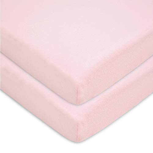 American Baby Company 100% Cotton Jersey Mini Crib Sheets, Pink, 2 Pack