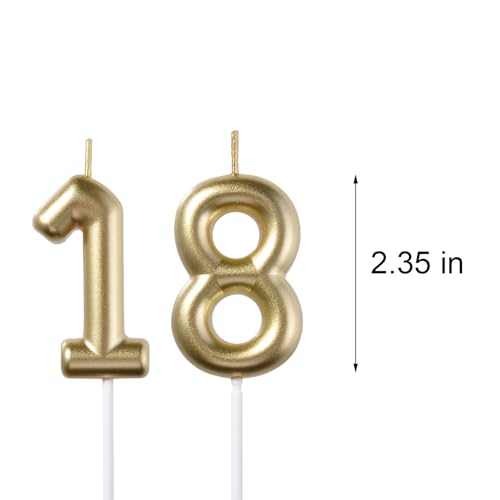 Glitter Gold 18th Birthday Candle Set - 2 Pcs Number Toppers