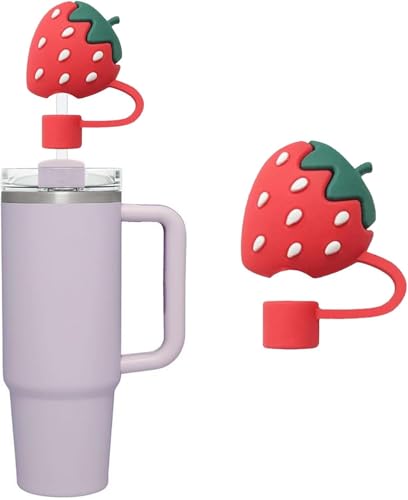 Strawberry Cup Charms & Silicone Straw Toppers for 30-40 oz Tumblers