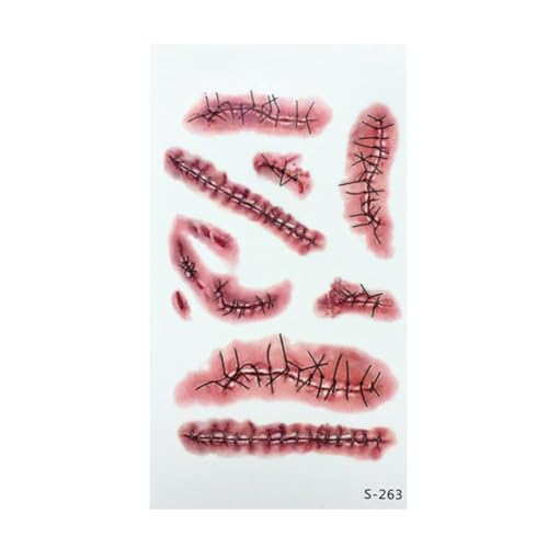 Halloween Temporary Tattoos 30 Sheets Fake Scars Wounds & Blood Makeup Kit
