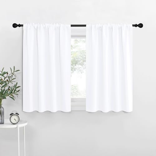 NICETOWN White Blackout Curtains for RV Windows, 34"W x 30"L (2 Panels)