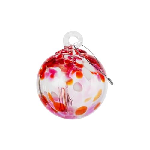 Dale Tiffany Hand Blown Glass, 4" Diameter Blush, Tree of Life Collection, Witch Globe Hanging Garden Indoor/Outdoor Decorative Ornament Gazing Ball