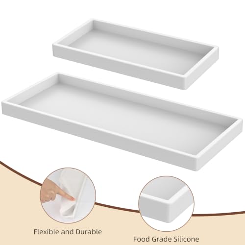 Silicone Bathroom Vanity Tray - Marble Style Countertop Organizer for Soap, Jewelry & Toiletries