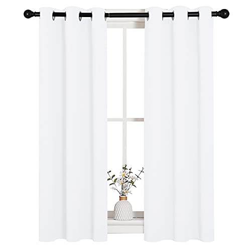 NICETOWN White Grommet Curtains - 29"W x 40"L, Set of 2 Light-Filtering Drapes