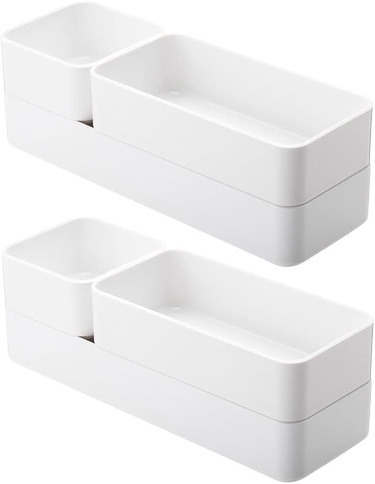 RAUVOLFIA Plastic Drawer Organizers Set - Versatile 3-Size Storage Bins for Makeup, Bathroom & Office