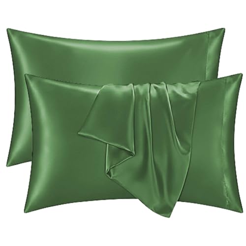Satin Pillowcases Set of 2 - Sage Green Cooling Standard 20x26"