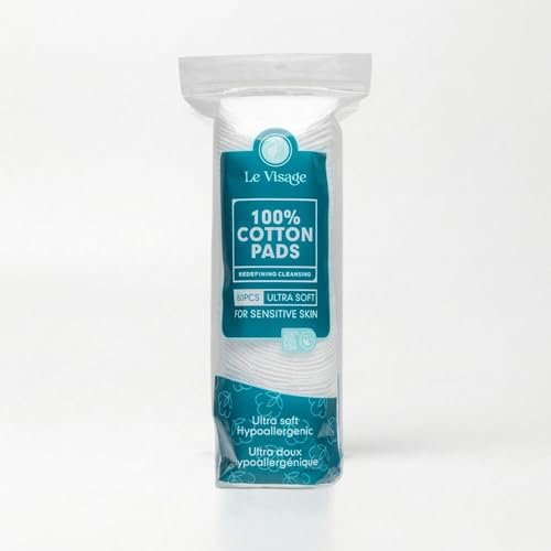 Le Visage Ultra-Soft 100% Cotton Rounds - 80 Pack Hypoallergenic Face Pads