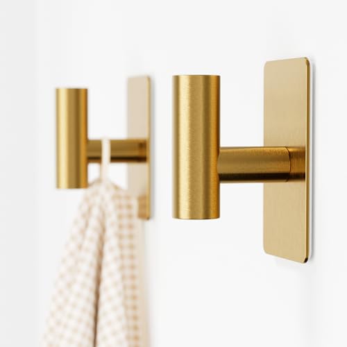 Gold Heavy Duty Adhesive Wall Towel Hooks - 2 Pack