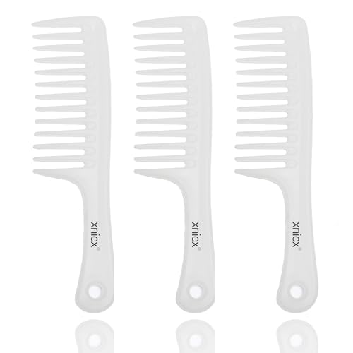 xnicx 3 Pack Wide Tooth Comb Set for Curly, Wet & Dry Hair Detangling