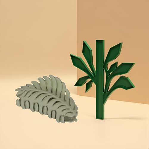 Cauaoa Green Leaf Large Hair Claw Clip - 3.5 Inch Non-Slip Banana Clamp