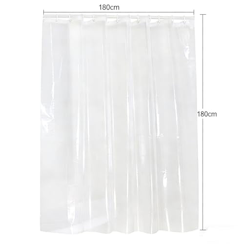 Clear Shower Curtain - 180x180cm Heavy Duty PEVA with Grommets