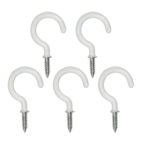 FOHOLA 5 Pack Vinyl Coated Ceiling Hooks, 1-1/4 Inch Screw in Mug Hooks