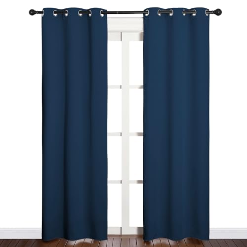 NICETOWN Blackout Curtains - 34"x84" Thermal Insulated Grommet Panels, Blue