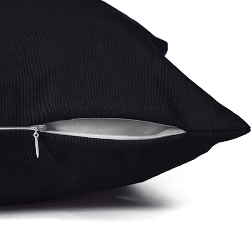 RIANGI 100% Cotton Throw Pillow Covers, 18x18 Black Cushion Covers, Set of 2