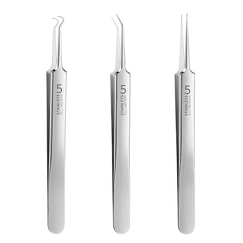 Zhuluck 3-Piece Blackhead Remover Tweezer Kit with Storage Box