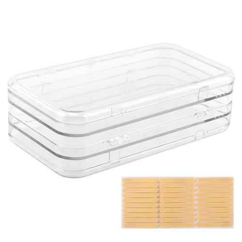 YOSINXU Tri-Fold Clear Press-On Nail Storage Box with Tape